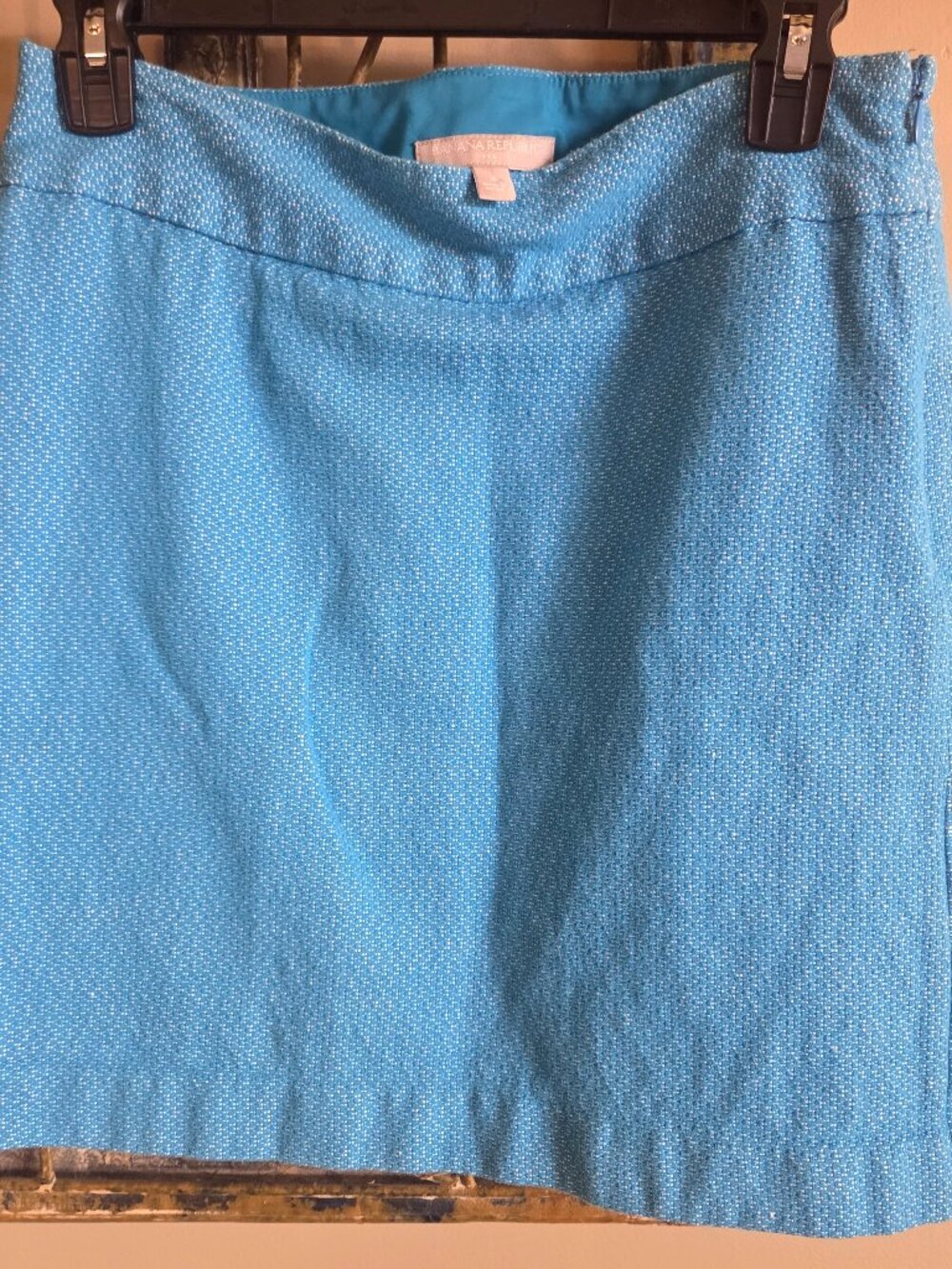Banana Republic Textured Tweed Look Mini Skirt Turquoise White Lined Size 2